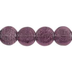 *1102-6100-03 - Glass Bead Silver Dust Round 13MM Purple 16'' String India *1102-6100-03,Beads,Glass,Silver foil,Bead,Silver Dust,Glass,13mm,Round,Mauve,Purple,India,16'' String,montreal, quebec, canada, beads, wholesale