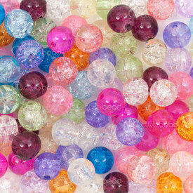 1102-6213-08MIX3 - Glass Bead Round 8mm Mix Cracked Color 100pcs 1102-6213-08MIX3,Beads,Glass,MS,montreal, quebec, canada, beads, wholesale