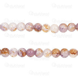 1102-6214-08105 - Pale Glass Bead Round 8mm Jade-Purple Caramel Spotted 30in String (approx.90pcs) 1102-6214-08105,glass beads,montreal, quebec, canada, beads, wholesale