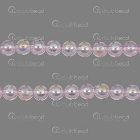 1102-6214-0851 - Glass Bead Round 8mm Pink AB Transparent String 32in 1102-6214-0851,Bille verre ab,montreal, quebec, canada, beads, wholesale