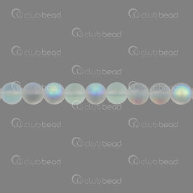 1102-6214-0855 - Glass Bead Round 8mm Crystal AB Matt 1mm Hole (approx.40pcs) 30in String 1102-6214-0855,Bille verre ab,montreal, quebec, canada, beads, wholesale