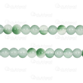 1102-6214-0875 - Glass Bead Round 8mm Half White-Green 30in String (app. 90pcs) 1102-6214-0875,1102-6214,montreal, quebec, canada, beads, wholesale