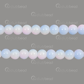 1102-6214-0877 - Glass Bead Round 8mm Half Baby Blue-Pink 30in String (app. 90pcs) 1102-6214-0877,Beads,Glass,montreal, quebec, canada, beads, wholesale