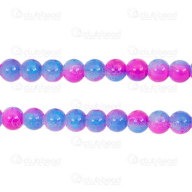 1102-6214-0891 - Pale Glass Bead Round 8mm Cracked Fushia-Blue 32in String (approx.96pcs) 1102-6214-0891,Beads,Glass,montreal, quebec, canada, beads, wholesale
