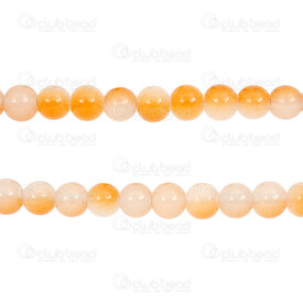 1102-6214-08931 - Bille de Verre Pressé Rond 8mm Duo Blanc-Orange Corde de 30po (approx. 90pcs) 1102-6214-08931,1102,montreal, quebec, canada, beads, wholesale