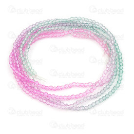 1102-6214-F-02MIX1 - Glass Bead Round Faceted 2mm Pink-Green Mix 2 x 14in String 1102-6214-F-02MIX1,facette,montreal, quebec, canada, beads, wholesale