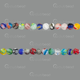 1102-6215-06MIX1 - Glass Bead Round 6mm Millefiori Mix Color 1mm hole 15.5" String (approx. 58pcs) 1102-6215-06MIX1,Glass Bead Millefiori,montreal, quebec, canada, beads, wholesale