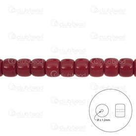 1102-6220-0903 - Bille de Verre Cylindre 6x8.5mm Rouge Fonce Trou 1.2mm Corde 15.5po (approx. 55pcs) 1102-6220-0903,1102-6220-0903,montreal, quebec, canada, beads, wholesale