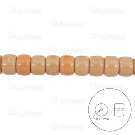 1102-6220-0905 - Glass Bead Cylinder 6x8.5mm Dark Nude 1.2mm hole 15.5in String (approx. 55pcs) 1102-6220-0905,bille cylindre verre,montreal, quebec, canada, beads, wholesale