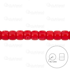 1102-6220-0907 - Glass Bead Cylinder 6x8.5mm Red 1.2mm hole 15.5in String (approx. 55pcs) 1102-6220-0907,Bille  verres cylindre,montreal, quebec, canada, beads, wholesale