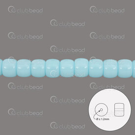 1102-6220-0909 - Bille de Verre Cylindre 6x8.5mm Bleu Bebe Pale Trou 1.2mm Corde 15.5po (approx. 55pcs) 1102-6220-0909,Corde bleu verre,montreal, quebec, canada, beads, wholesale