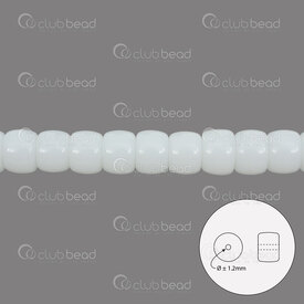 1102-6220-0911 - Glass Bead Cylinder 6x8.5mm Ceramic White 1.2mm hole 15.5in String (approx. 55pcs) 1102-6220-0911,céramique,montreal, quebec, canada, beads, wholesale