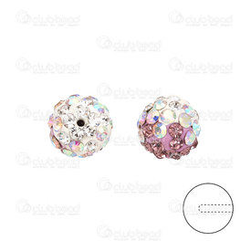 1102-6402-27 - Shamballa Bead Half-drilled Round 10MM Lilac to white AB 10pcs 1102-6402-27,Clearance by Category,Glass Crystal,montreal, quebec, canada, beads, wholesale