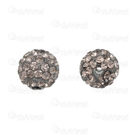 1102-6402-31 - Shamballa Bead Round 10mm grey with crystal stone 5pcs 1102-6402-31,shamballa,montreal, quebec, canada, beads, wholesale