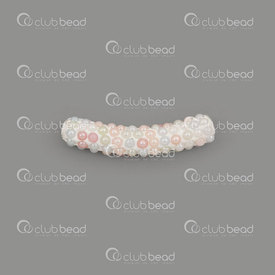 1102-6420-23 - Shamballa Bead European Style Tube Brass 31*6MM, 2.0mm hole white base with pearl 5pc 1102-6420-23,Beads,Glass,European style,montreal, quebec, canada, beads, wholesale