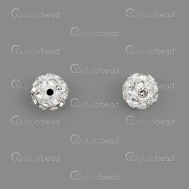 1102-6450-0601-01 - Shamballa Bead Round 6mm Crystal Clear stone White font 10pcs 1102-6450-0601-01,1102-6450,montreal, quebec, canada, beads, wholesale