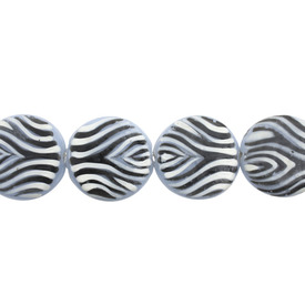 *1102-6600-05 - Glass Bead Round Hand Painted 25MM Zebra 6pcs Strings India *1102-6600-05,Bead,Glass,Glass,25MM,Round,Round,Hand Painted,Zebra,India,Dollar Bead,6pcs Strings,montreal, quebec, canada, beads, wholesale