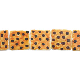 *1102-6601-01 - Glass Bead Square Hand Painted 24MM Leopard 6pcs Strings India *1102-6601-01,Beads,Glass,Animal pattern,Bead,Glass,Glass,24MM,Square,Square,Hand Painted,Leopard,India,Dollar Bead,6pcs Strings,montreal, quebec, canada, beads, wholesale