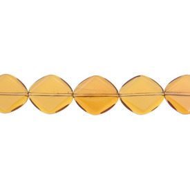 *1102-9202-157 - Glass Bead Losange Flat 16X17MM Dark Amber App. 12'' String *1102-9202-157,ambre,montreal, quebec, canada, beads, wholesale