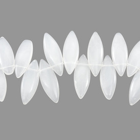 *1102-9202-183 - Glass Bead Oval Flat 8X23MM White App. 11'' String *1102-9202-183,Clearance by Category,Glass,Bead,Glass,Glass,8X23MM,Oval,Flat,White,White,China,App. 11'' String,montreal, quebec, canada, beads, wholesale