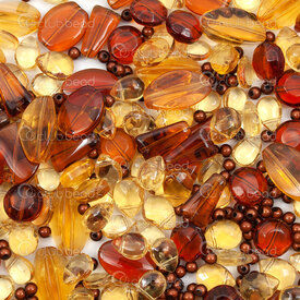 1102-9996-01 - Glass Bead Assortment Honey-Caramel Color Assorted Shape-Size 1bag (approx. 150gr) 1102-9996-01,Beads,Glass,Mix,montreal, quebec, canada, beads, wholesale