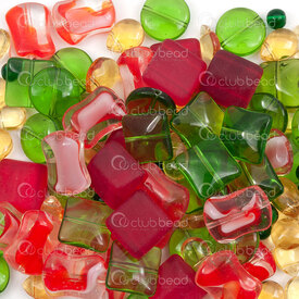 1102-9996-07 - Glass Bead Assortment Christmas Color Assorted Shape-Size 1bag (approx. 150gr) 1102-9996-07,Beads,Glass,montreal, quebec, canada, beads, wholesale