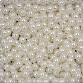 1103-0401-5mm - Bille Acrylique Rond 5mm Blanc/Beige Perlé Trou 1.5mm (approx. 1500pcs) 1 sac 100g 1103-0401-5mm,Billes,montreal, quebec, canada, beads, wholesale