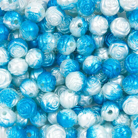 1103-0426-0803 - Bille Acrylique Ros 8mm Blanc-Bleu Perle Trou 1.5mm 1 sac 100gr (approx.300pcs) 1103-0426-0803,montreal, quebec, canada, beads, wholesale