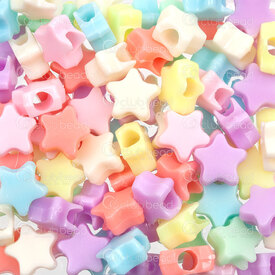 1103-0431 - Acrylic Bead Star 10x10x5mm Mix Pastel Color 3.5mm hole 1 Bag 70g (app 480pcs) 1103-0431,Beads,Plastic,montreal, quebec, canada, beads, wholesale