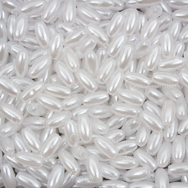 1103-0442-03 - Acrylic Bead Rice 4x8mm Pearl White 1.5mm hole 100gr (approx. 1500 pcs) 1 Bag 1103-0442-03,Beads,Plastic,montreal, quebec, canada, beads, wholesale