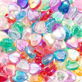 1103-0447 - Acrylic Bead Heart 9x9x4mm Mix Color AB 1.5mm Hole (approx. 550pcs) 1 bag 100gr 1103-0447,Beads,Plastic,montreal, quebec, canada, beads, wholesale