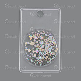 1103-0452-MIX11 - Glass Chaton Rhinestone Imitation Assorted Shapes Flat Back Glue On Assorted Size Crystal AB 1 box 1103-0452-MIX11,Various products,For nails,Chaton,Rhinestone Imitation,Glass,Glass,Assorted Size,Free Form,Assorted Shapes,Flat Back Glue On,Clear,Crystal AB,China,1 Box,montreal, quebec, canada, beads, wholesale