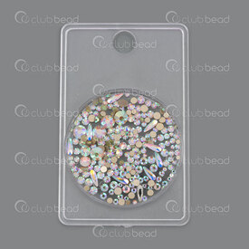 1103-0452-MIX13 - Glass Chaton Rhinestone Imitation Assorted Shapes Flat Back Glue On Assorted Size Crystal AB 1 box 1103-0452-MIX13,Various products,For nails,Chaton,Rhinestone Imitation,Glass,Glass,Assorted Size,Free Form,Assorted Shapes,Flat Back Glue On,Clear,Crystal AB,China,1 Box,montreal, quebec, canada, beads, wholesale