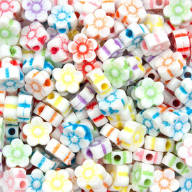 1103-0457 - Acrylic Bead Flower 8.5mm Mix Color 2mm hole 100g 1Bag 1103-0457,Beads,Plastic,Flowers,montreal, quebec, canada, beads, wholesale