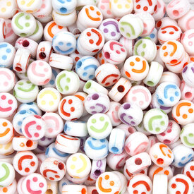 1103-0458-1MIX - Acrylic Bead Round 8mm Smiley Face Mix Color 2mm hole 100g 1Bag 1103-0458-1MIX,montreal, quebec, canada, beads, wholesale