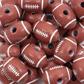 1103-0460-01 - Sport Acrylic Bead Football Ball 12x18.5X12mm 3mm hole 100gr 1bag (approx.60pcs) 1103-0460-01,Sport,montreal, quebec, canada, beads, wholesale