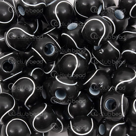 1103-0460-03BLK - Sport Acrylic Bead Tennis Ball 10mm White Line Black Base 3mm hole 100gr 1bag (approx.120pcs) 1103-0460-03BLK,Sport,montreal, quebec, canada, beads, wholesale