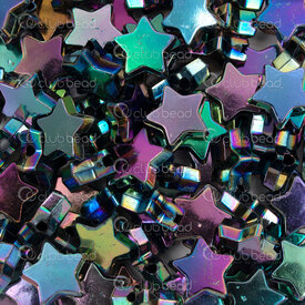 1103-0476-11BK - Acrylique Bille Etoile 10.5x11m Couleur Noir AB Mix Trou 1.5mm 1Sac 100gr (approx. 350pcs) 1103-0476-11BK,Billes,Plastique,montreal, quebec, canada, beads, wholesale