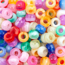 1103-0477-09MIX - Acrylic Crowbead 6x9mm Mix Picasso Color 3.5mm hole 1bag 100gr (approx.350pcs) 1103-0477-09MIX,montreal, quebec, canada, beads, wholesale