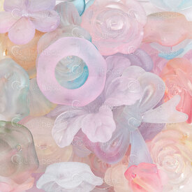 1103-0485-MIX - Acrylique Assortiment Bille-Pendentif Couleur Mix Transparent Mat Forme-Taille Assortie 1 sac 100gr 1103-0485-MIX,Assortie,montreal, quebec, canada, beads, wholesale