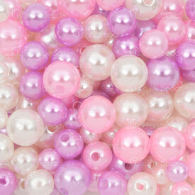 1103-0486-MIX7 - Acrylique Bille Rond Assortiment 6-10mm Perle Blanc-Mauve-Rose Trou 1.2mm 1Sac 100gr 1103-0486-MIX7,Billes,Plastique,montreal, quebec, canada, beads, wholesale