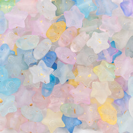 1103-0487 - Acrylique Bille Etoile 9x10x5mm Couleur Mix Transparent Mat avec Eclat Or Trou 1.5mm approx. 480pcs 1 Sac 100gr 1103-0487,Billes,Plastique,montreal, quebec, canada, beads, wholesale