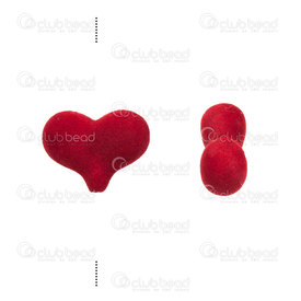 1103-0493-17 - Acrylic velvet bead heart shape 22x17mm red 20pcs 1103-0493-17,montreal, quebec, canada, beads, wholesale