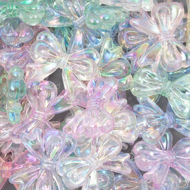 1103-0495-MIX - Bille Acrylique Boucle 11x12x6mm Couleur Mix Pastel AB Transparent Trou 1.5mm 100gr (approx. 160pcs) 1103-0495-MIX,Billes,Plastique,montreal, quebec, canada, beads, wholesale