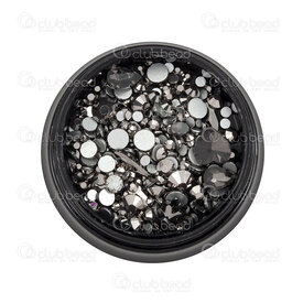 1103-0501-MIX03 - Glass Chatons Rhinestone Imitation Flat Back for Nail Art Silver-Black Assorted Irregular Shape 1 Screw Box 1103-0501-MIX03,chaton,montreal, quebec, canada, beads, wholesale