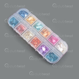 1103-0502-MIX05 - Shell Chaton glue on Flat Back and Shards Mix Bright Color Assorted Big Irregular Shape 1 Box 1103-0502-MIX05,coq,montreal, quebec, canada, beads, wholesale