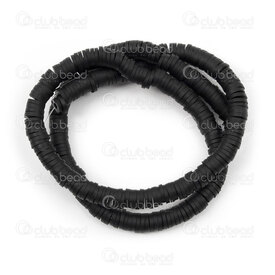1104-0500-0611 - Polymere Bille Separateur Heishi 1x6mm Noir Trou 1.2mm 2 Cordes 1104-0500-0611,Billes,Heishi,Polymère,montreal, quebec, canada, beads, wholesale