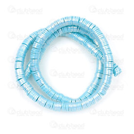 1104-0500-0619 - Polymere Bille Separateur Heishi 1x6mm Bleu Pale Bordure Or Trou 1.2mm 2 Cordes 1104-0500-0619,T*,montreal, quebec, canada, beads, wholesale