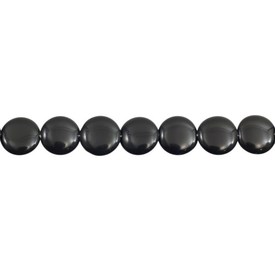 *1105-0005 - Ceramic Bead Coin 12mm Black 16'' String *1105-0005,montreal, quebec, canada, beads, wholesale