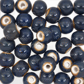 1105-0102-1005 - Céramique Bille Glacé Rond 10mm Bleu Marin Trou 2.5mm 50pcs 1105-0102-1005,1105-0,montreal, quebec, canada, beads, wholesale